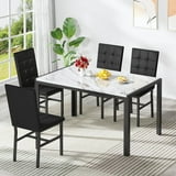 AWQM 4 Person Kitchen Dining Set, Marble Dining Table and Chairs with 4 Plush Upholstered Chairs for Apartments, Kitchens, Dining Rooms, Breakfast Corners, and Small Spaces.