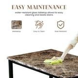 AWQM Modern 5-Piece Dining Table Set, Artificial Marble Dining Table. With 4 chairs in PU leather for use in the kitchen and living room, brown