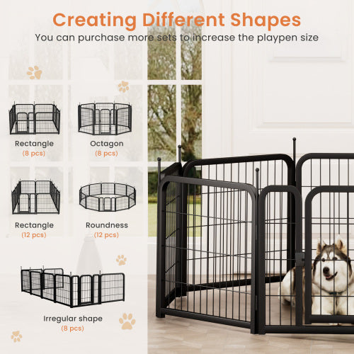 AWQM Outdoor Dog Fence, 8 Piece Dog Fence 24 Inch Small Dog Pet Pen