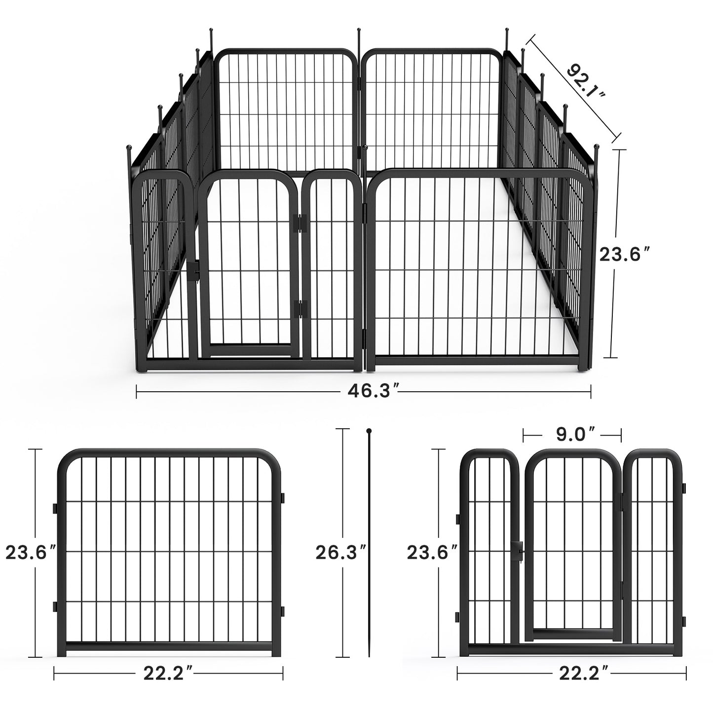 AWQM Outdoor Dog Fence, 12 Panel Dog Fence 24 Inch Small Dog Pet Fence