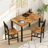 AWQM Piece Dining Table Set, Industrial Kitchen Table and 2 Chairs with Metal Frame, Dining Room Table Set, Breakfast Table Set for Small Space, Dining Room, Kitchen, Rustic Brown