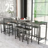 AWQM Dining Bar Table Set for 4, Modern Counter Height Table and 4 Bar Stools, 5 Piece Bar Table and Chairs Set for Small Spaces, Apartment, Pub, Dining Room, Kitchen, Black