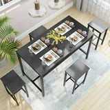 AWQM Dining Bar Table Set for 4, Modern Counter Height Table and 4 Bar Stools, 5 Piece Bar Table and Chairs Set for Small Spaces, Apartment, Pub, Dining Room, Kitchen, Black