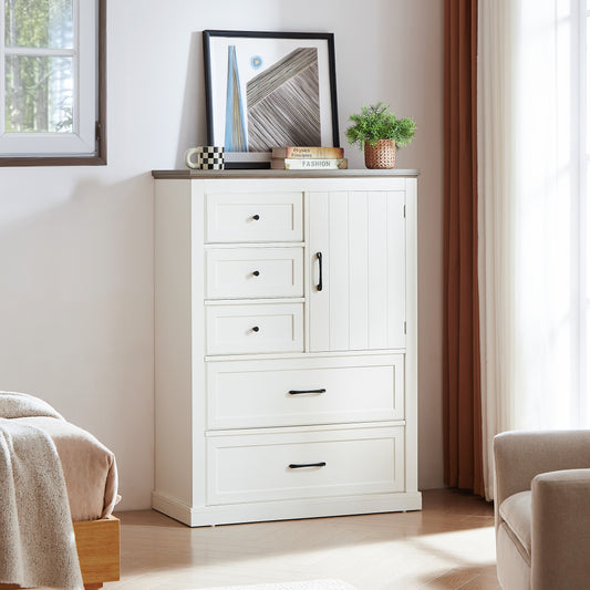 AWQM Wooden Rustic Bedroom Dresser Chest of Drawers Storage Cabinet