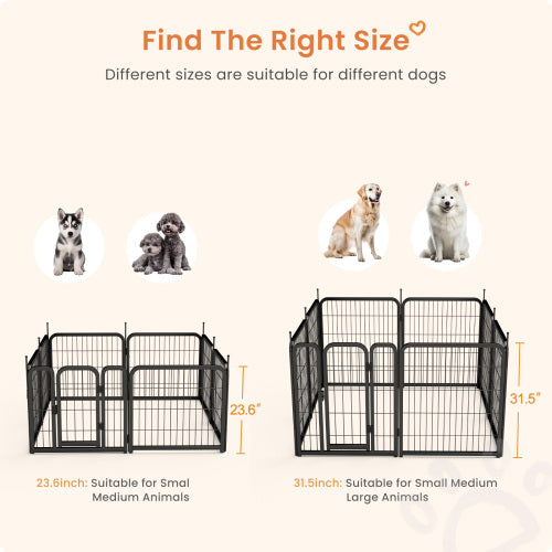 AWQM Outdoor Dog Fence, 8 Piece Dog Fence 24 Inch Small Dog Pet Pen
