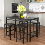 AWQM Dining Bar Table Set for 4, Modern Counter Height Table and 4 Bar Stools, 5 Piece Bar Table and Chairs Set for Small Spaces, Apartment, Pub, Dining Room, Kitchen, Black