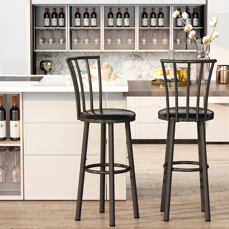 AWQM Faux Leather Upholstered Bar Stool Swivel Bar Chair for Bar Counter and Kitchen Island (Set of 2)