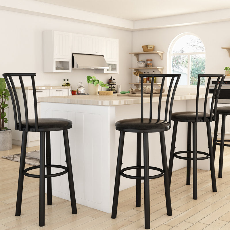 AWQM Faux Leather Upholstered Bar Stool Swivel Bar Chair for Bar Counter and Kitchen Island (Set of 2)