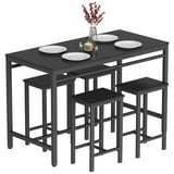 AWQM Dining Bar Table Set for 4, Modern Counter Height Table and 4 Bar Stools, 5 Piece Bar Table and Chairs Set for Small Spaces, Apartment, Pub, Dining Room, Kitchen, Black