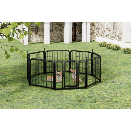 AWQM Outdoor Dog Fence, 8 Piece Dog Fence 24 Inch Small Dog Pet Pen