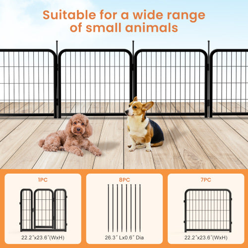 AWQM Outdoor Dog Fence, 8 Piece Dog Fence 24 Inch Small Dog Pet Pen