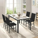 AWQM 4 Person Kitchen Dining Set, Marble Dining Table and Chairs with 4 Plush Upholstered Chairs for Apartments, Kitchens, Dining Rooms, Breakfast Corners, and Small Spaces.