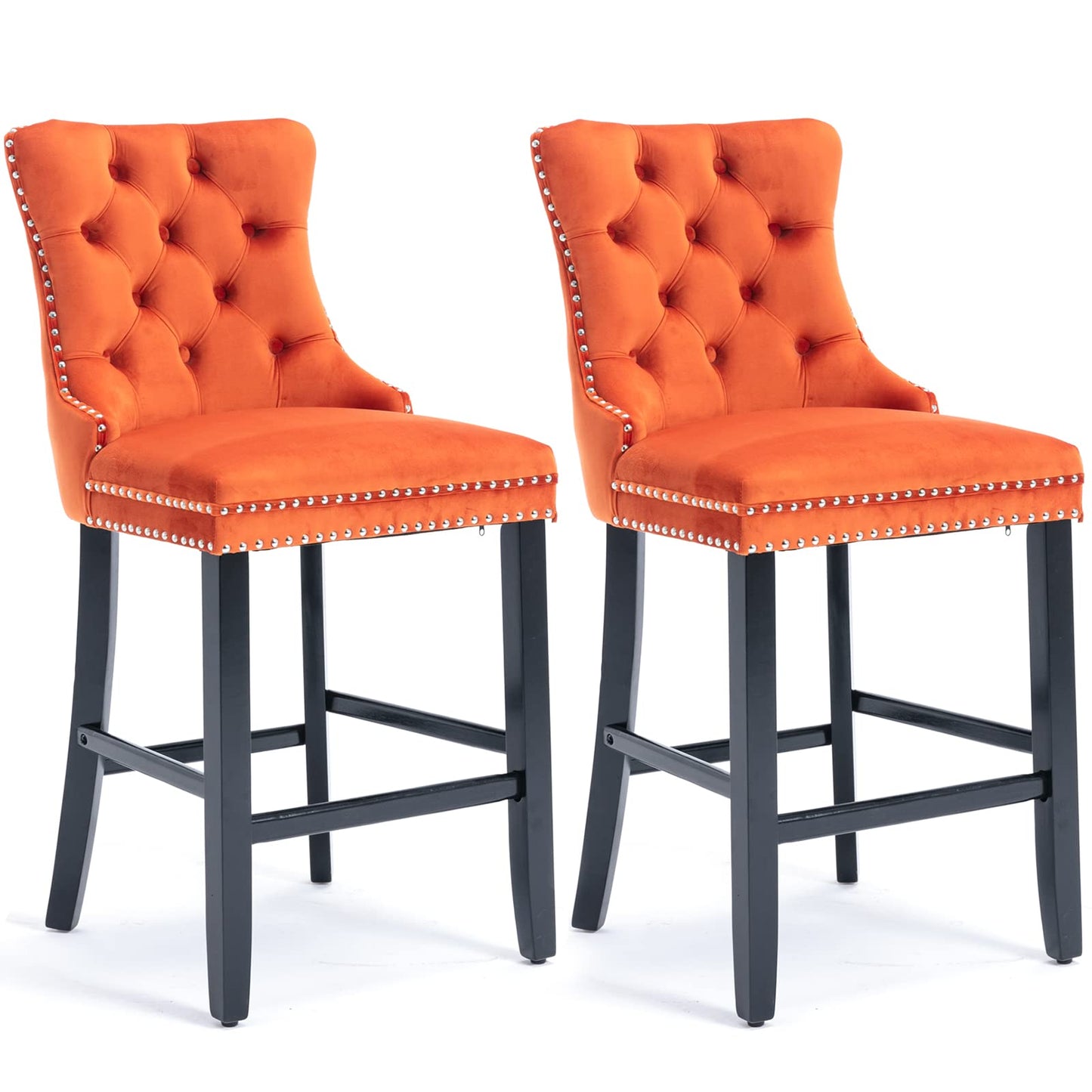 AWQM Velvet Tufted Wine Cooler High Bar Stool Set of 2