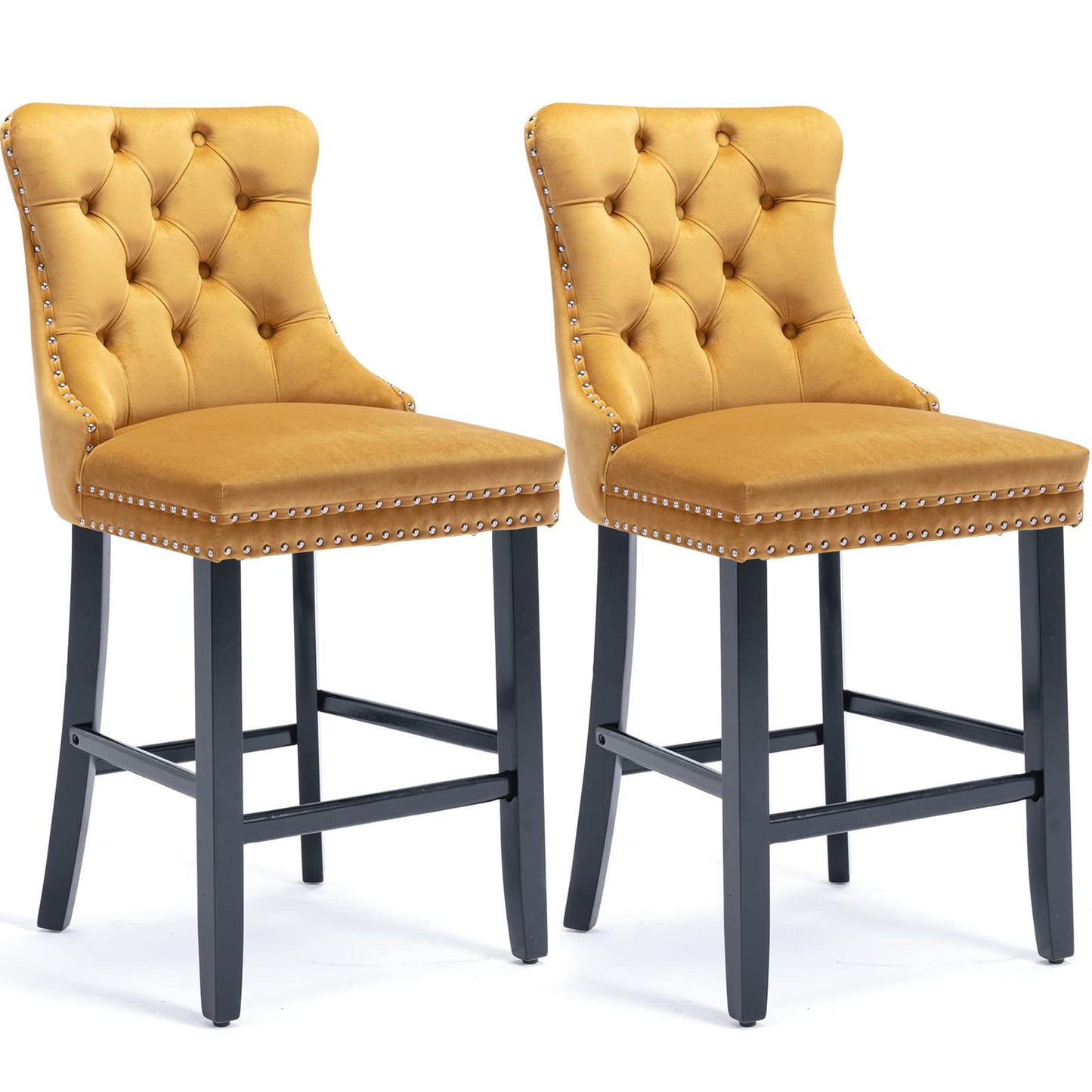 AWQM Velvet Tufted Wine Cooler High Bar Stool Set of 2