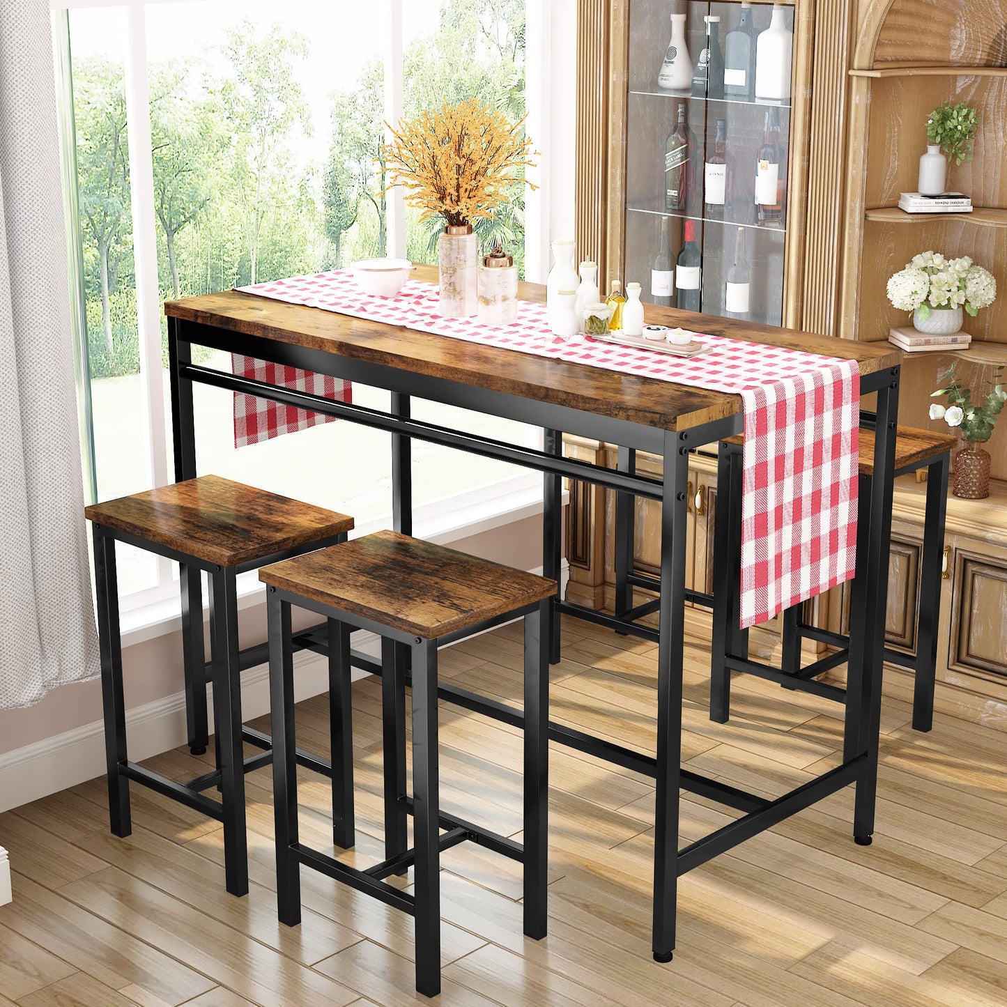 AWQM Modern Kitchen Industrial Dining Table and Chairs , Dining Table Set for 4