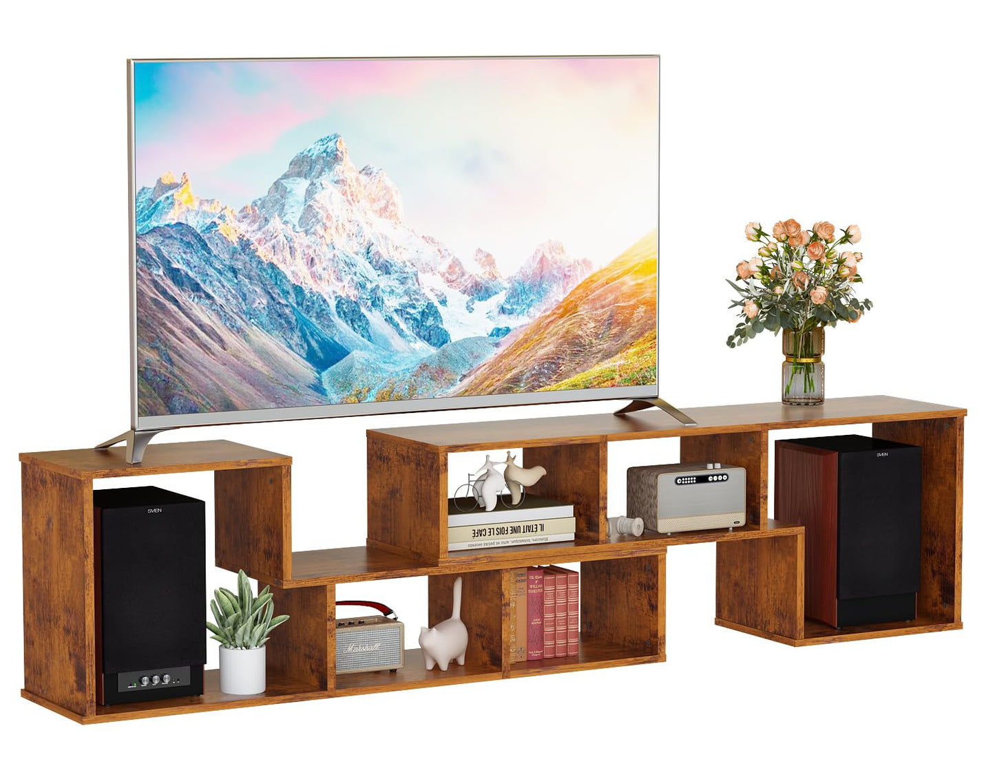 AWQM TV cabinet base frame, 2 piece cube bookshelf freestanding tv cabinet base frame