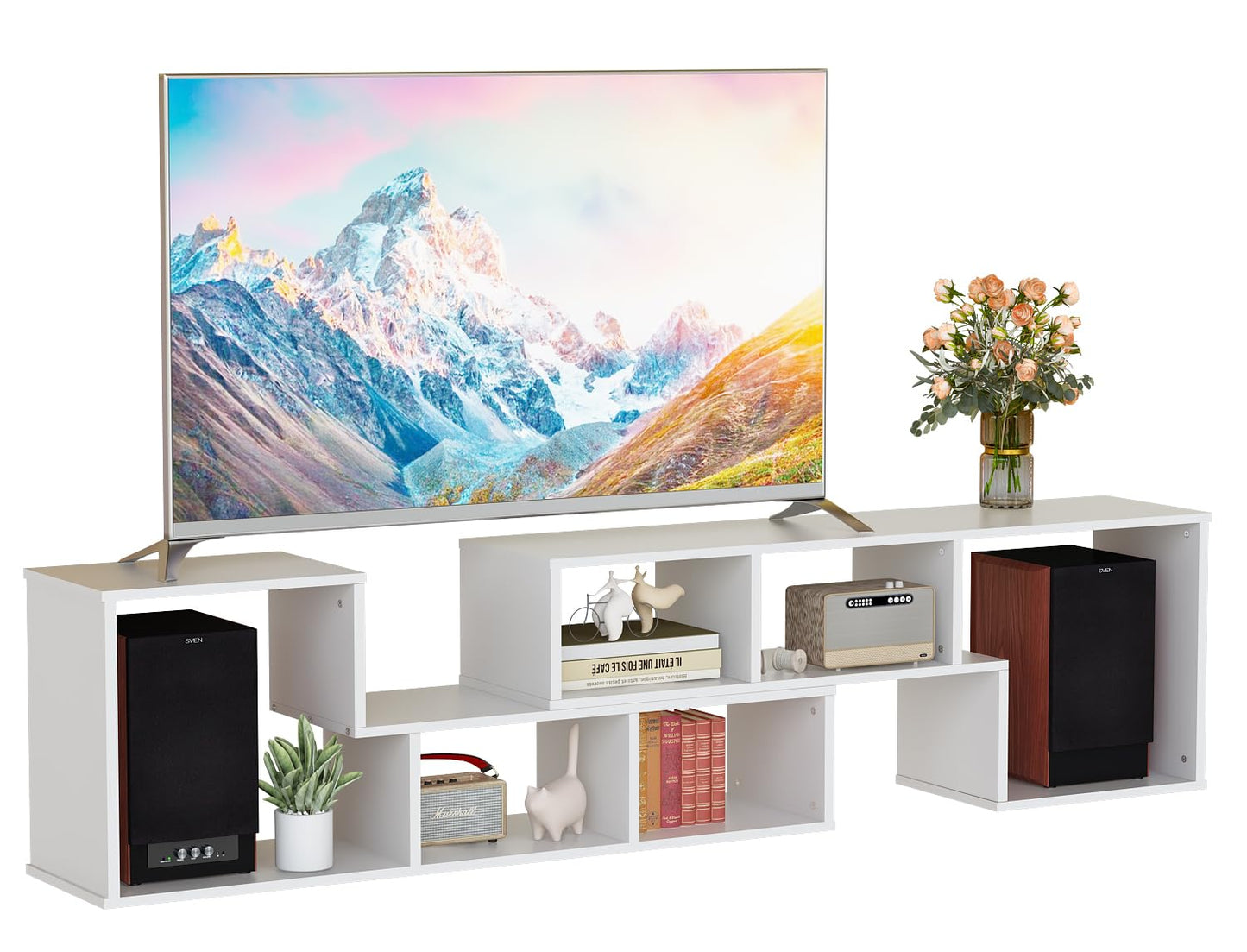 AWQM TV cabinet base frame, 2 piece cube bookshelf freestanding tv cabinet base frame