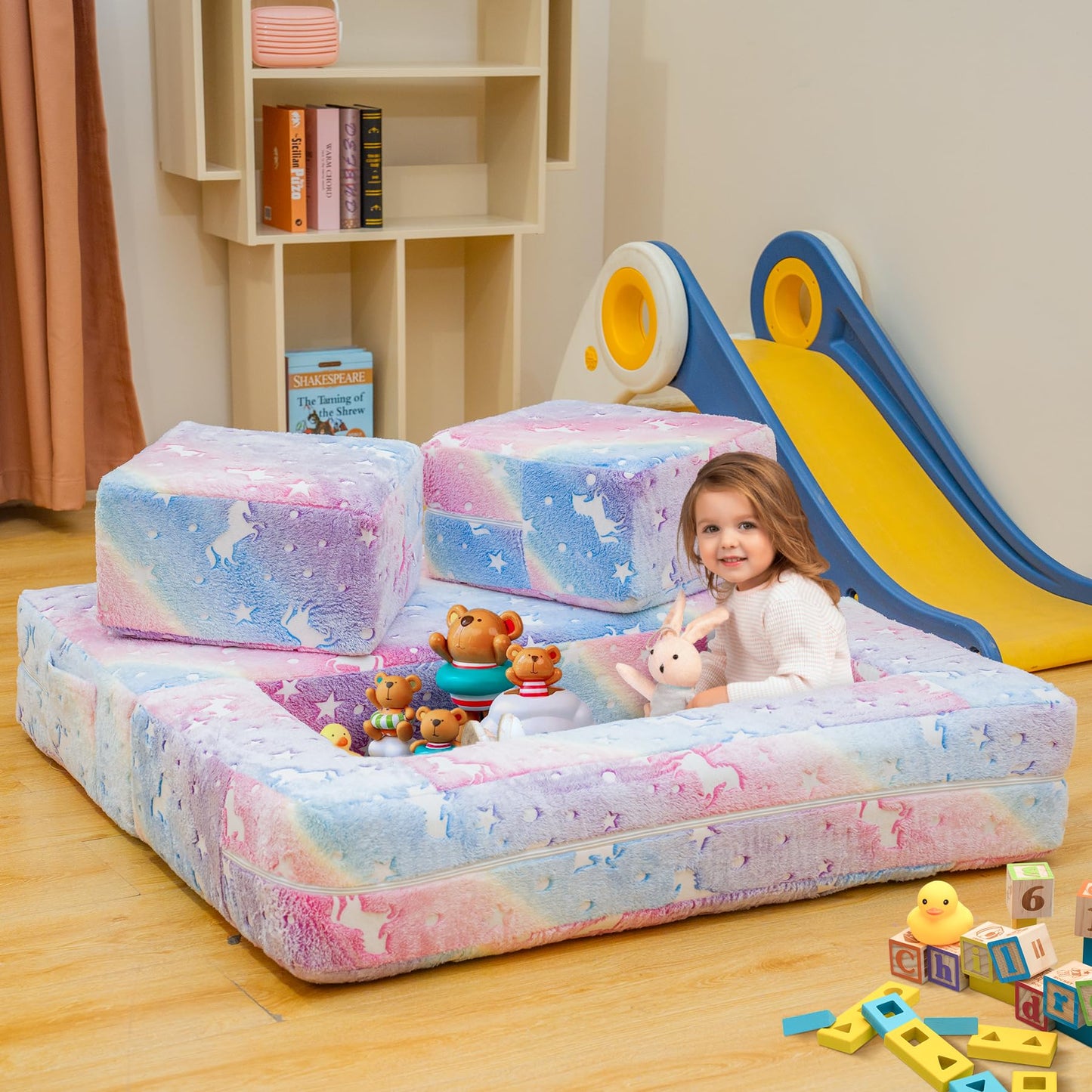 AWQM Foldable modular children's play sofa, glow-in-the-dark children's play sofa