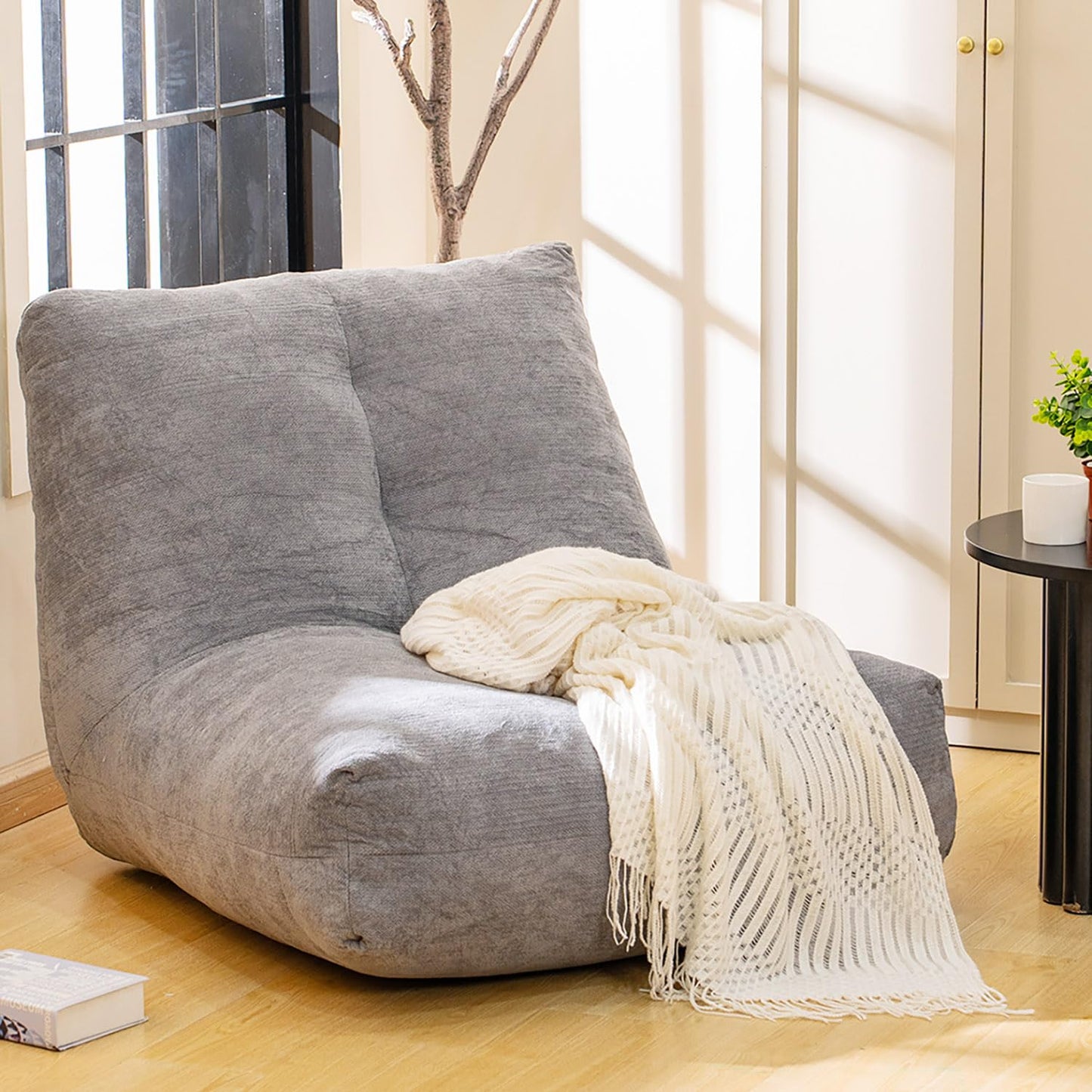 AWQM Adult bean bag chair with ergonomic support reading floor sofa chair.