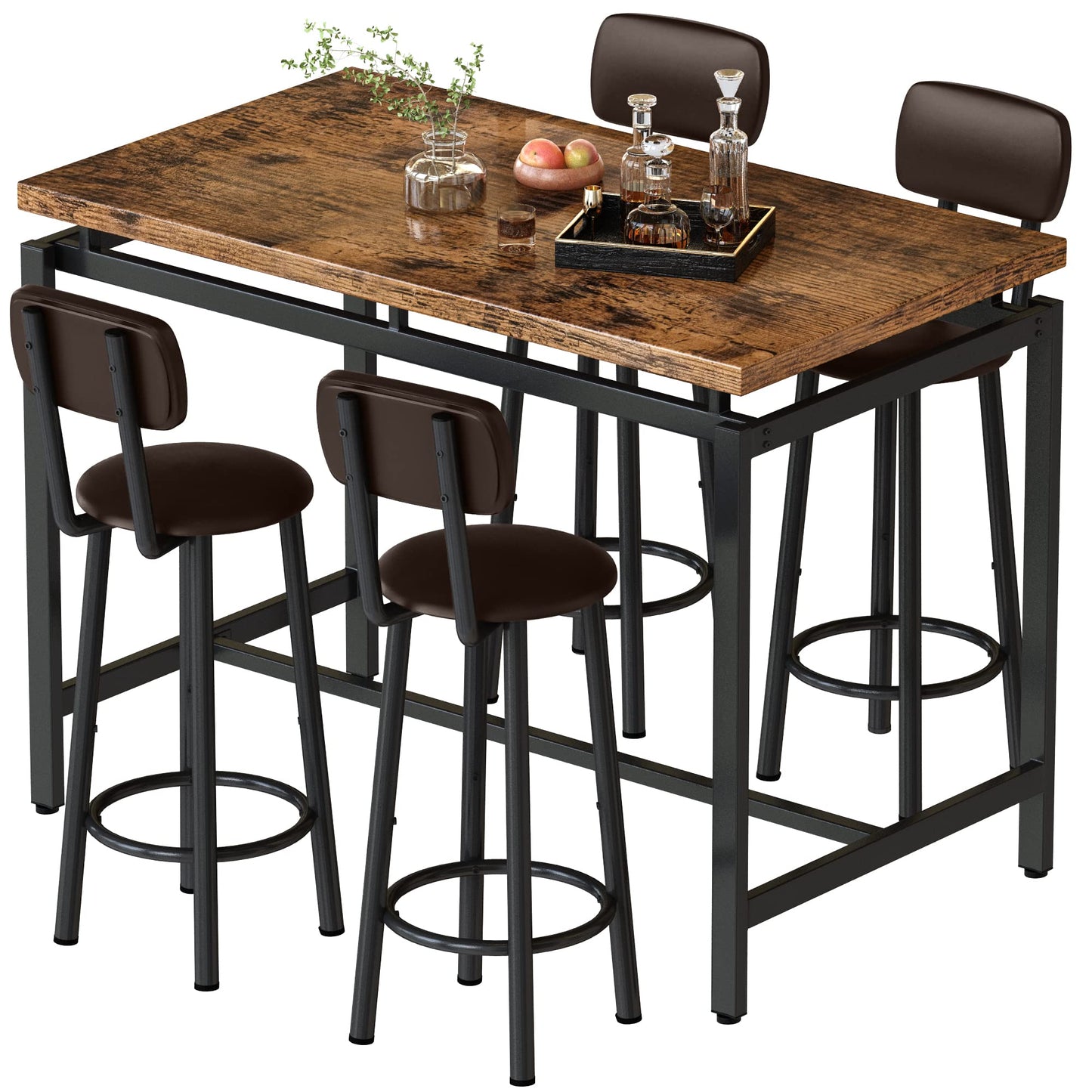 AWQM Industrial Kitchen Dining Table and Chairs for 4