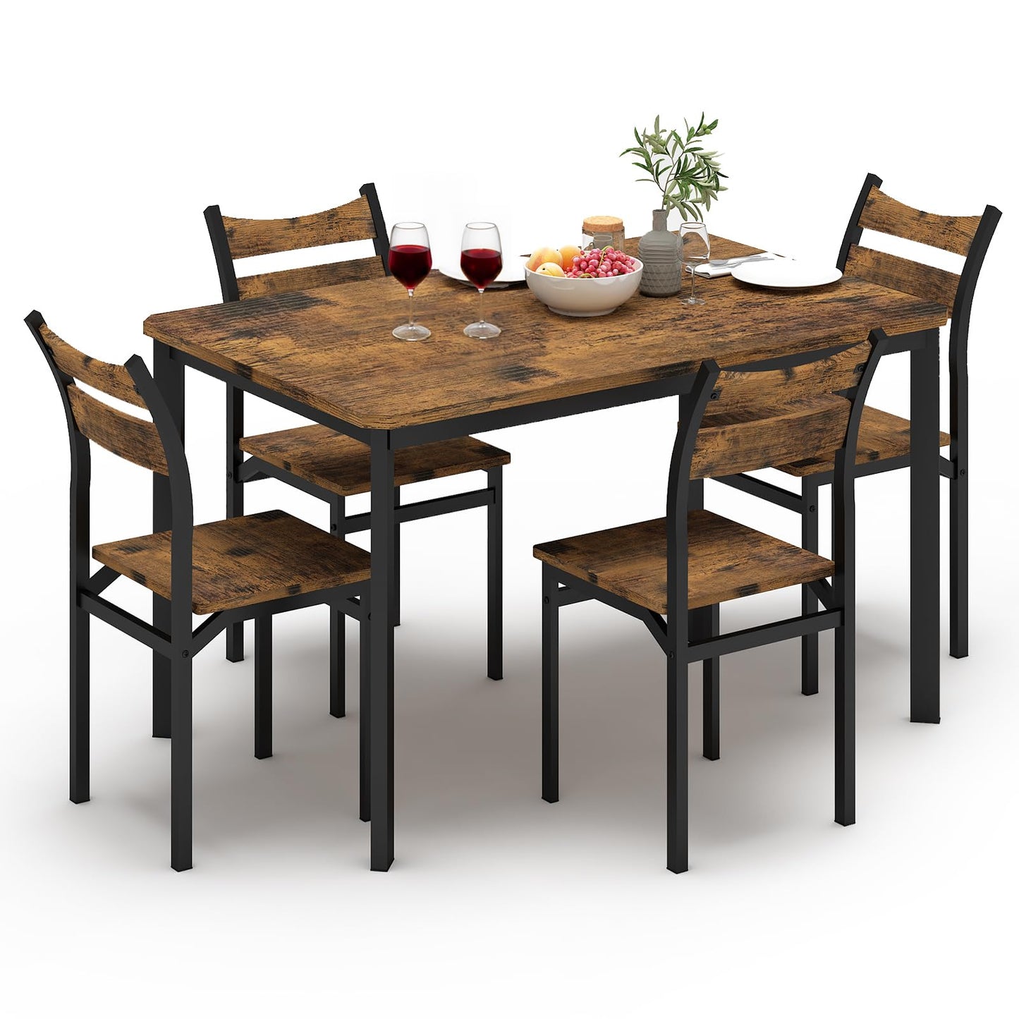 AWQM Antique Metal Framed Table and Chairs Set 4 Dining Table