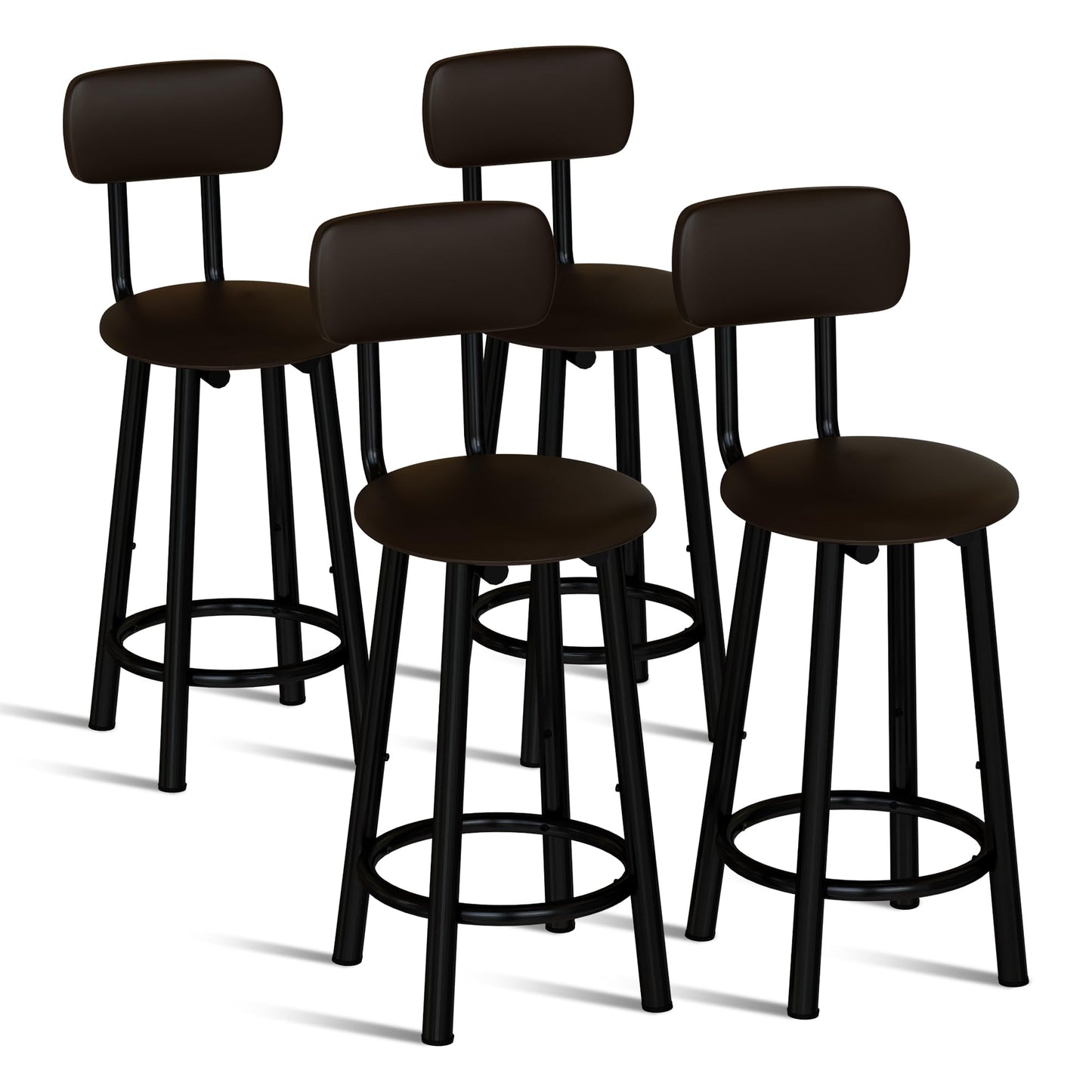 AWQM Bar Stool Set of 4 PU Leather Chairs