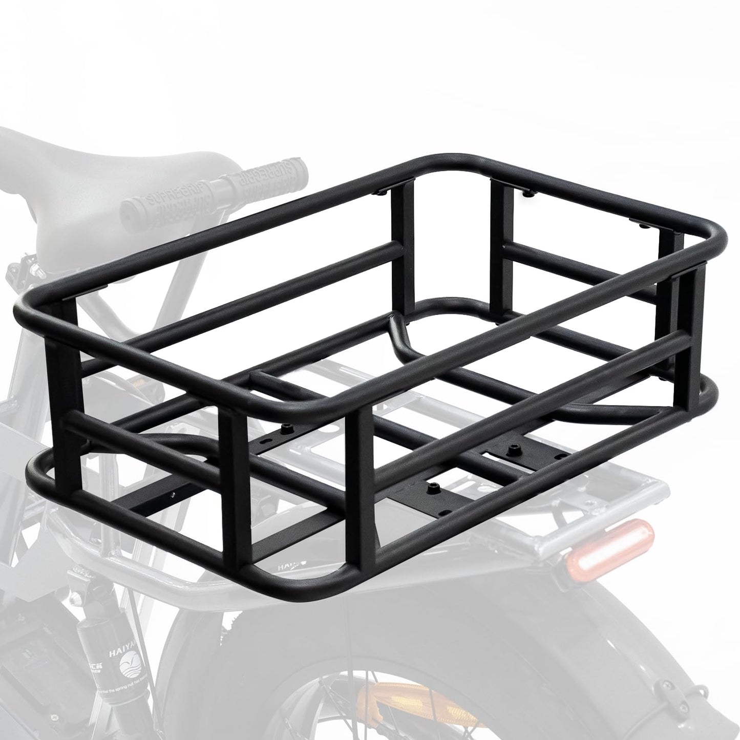 AWQM Large E-bike Rear Basket, Waterproof Metal E-bike Basket