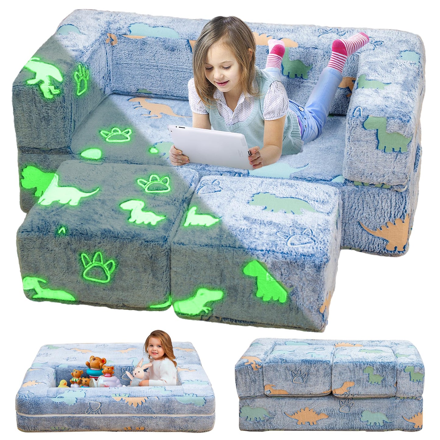 AWQM Foldable modular children's play sofa, glow-in-the-dark children's play sofa