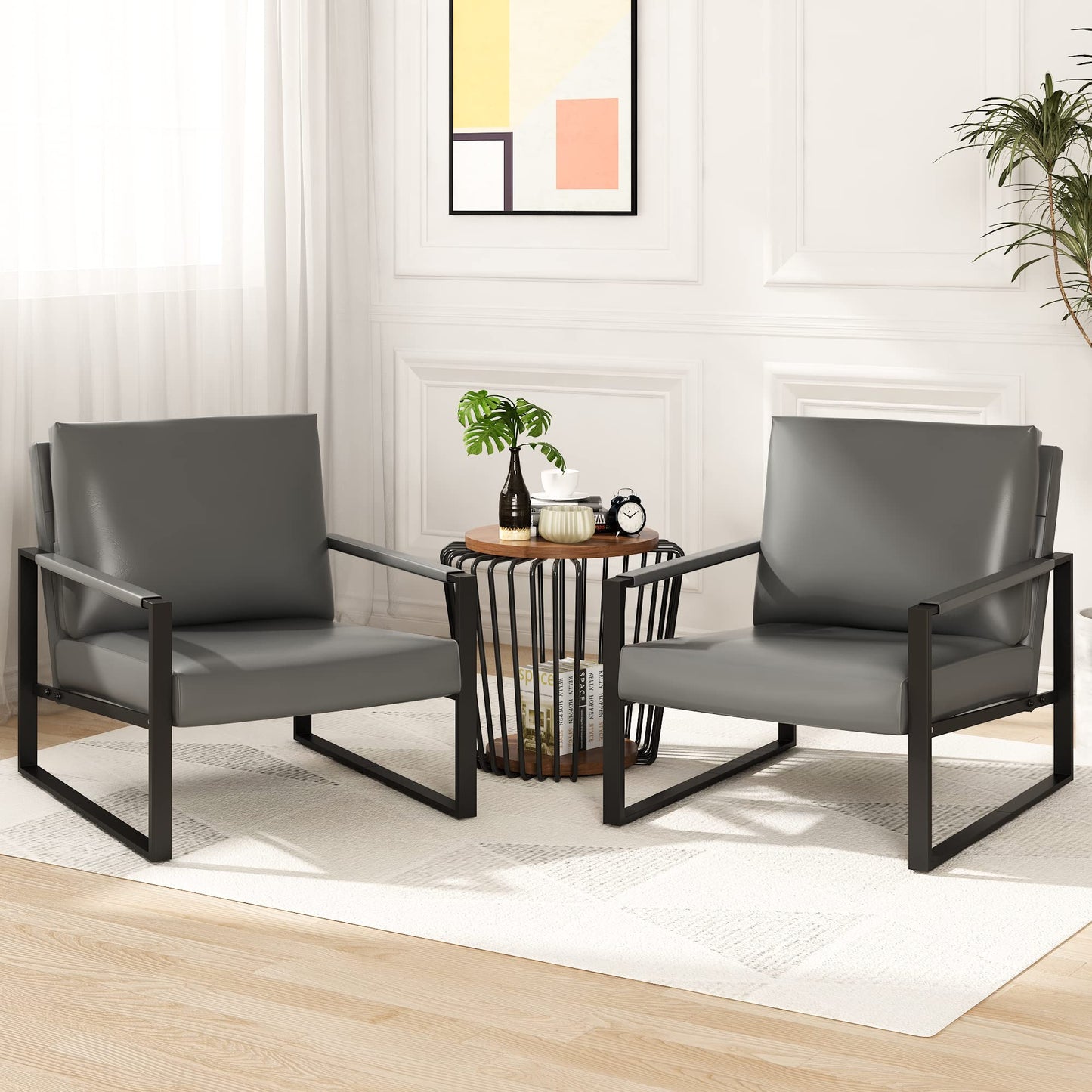 AWQM Leather Sofa Chair Thickened Upholstered Backrest Single Sofa Chair