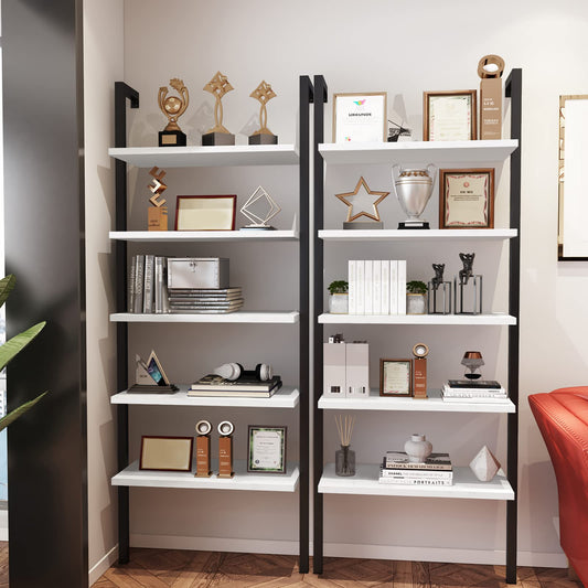 AWQM Wall Mounted Bookcase, 2 Piece Industrial Trapezoidal Bookcase