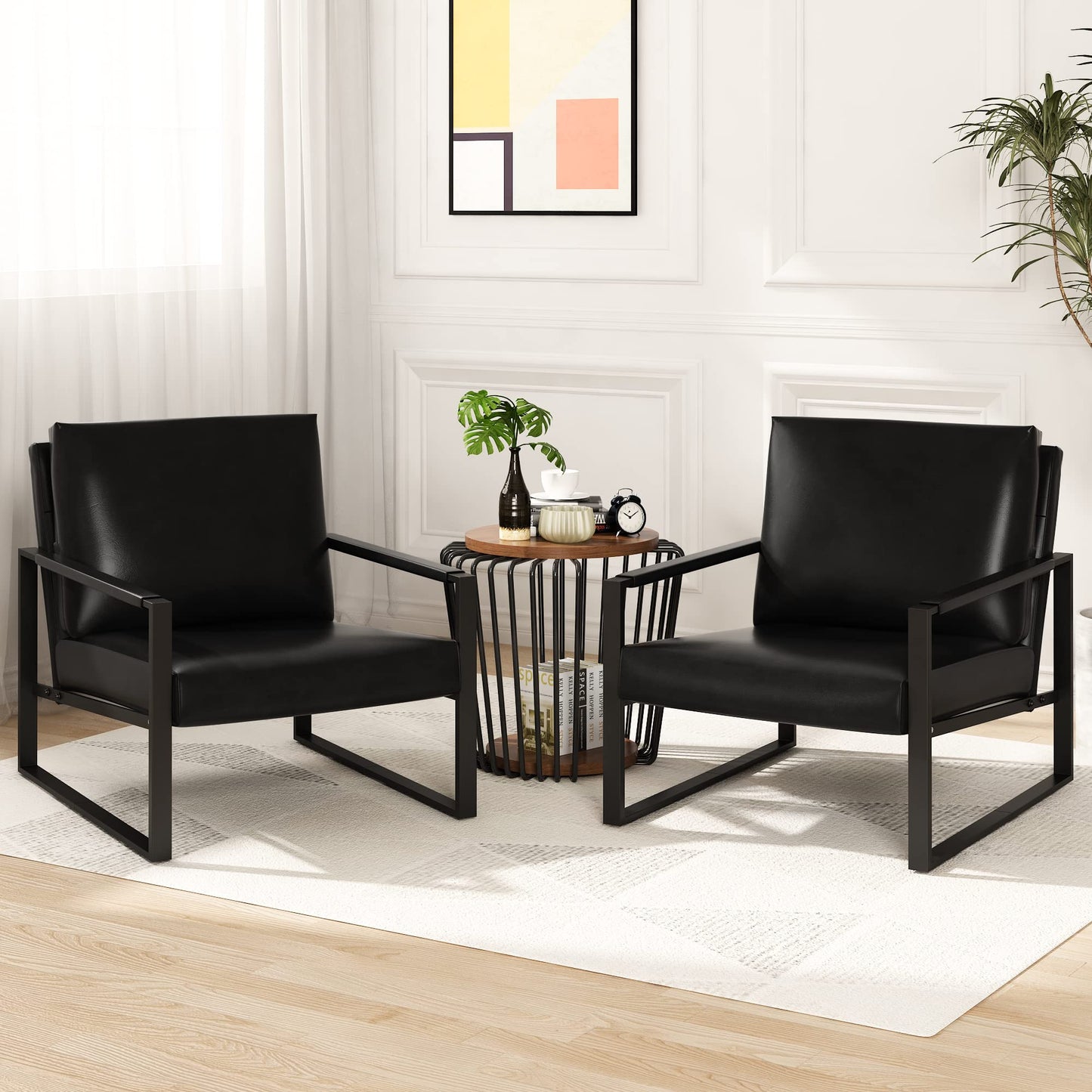 AWQM Leather Sofa Chair Thickened Upholstered Backrest Single Sofa Chair