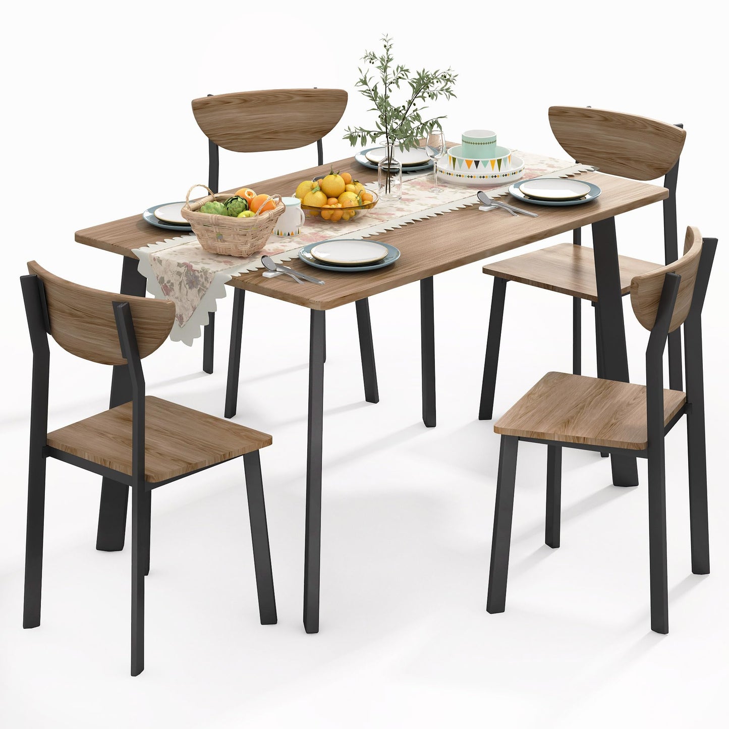 AWQM Modern Industrial Wooden Metal Dining Table Kitchen Dining Table For 4