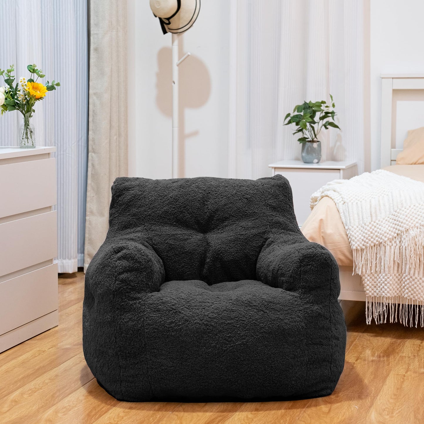 AWQM Bean Bag Chair, Tufted Soft Padded Bean Bag Chair, Lazy Susans