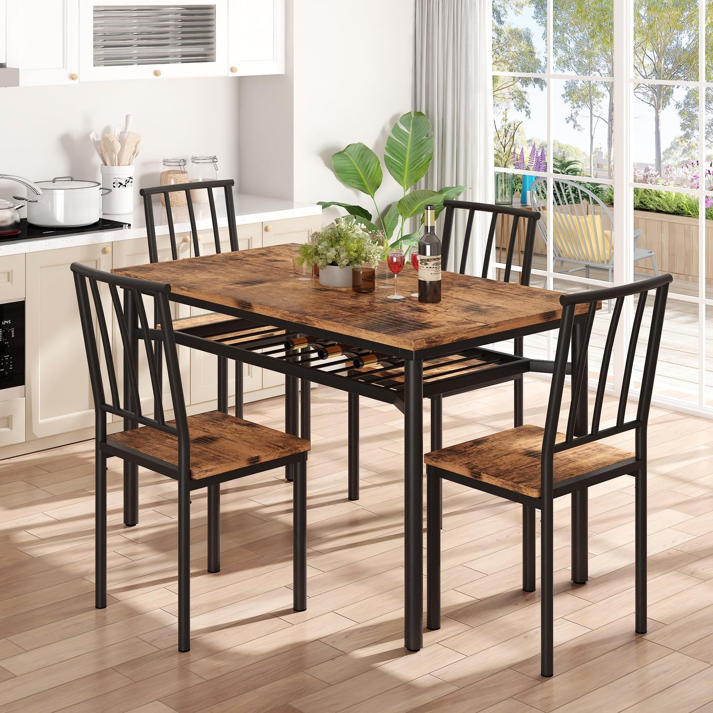 AWQM Industrial Wooden Kitchen Table Chair Dining Table Adjustable Table Legs