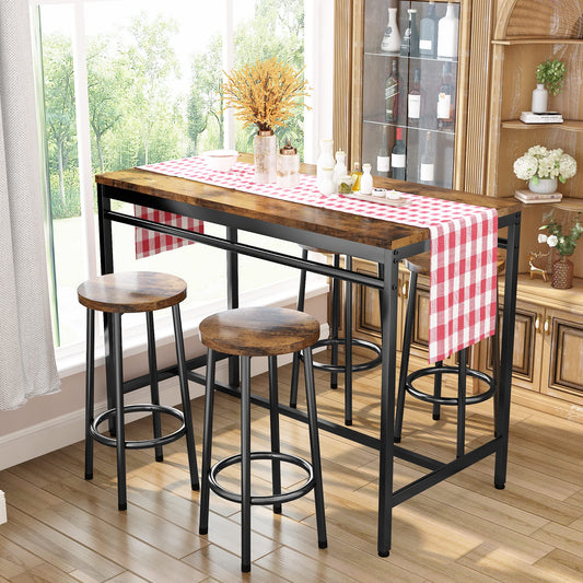 AWQM Small Dining Room Industrial Dining Table Set 4 Dining Chairs