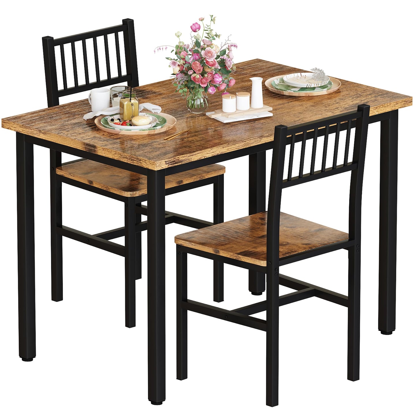 AWQM Small Industrial Kitchen Dining Table, 2 People