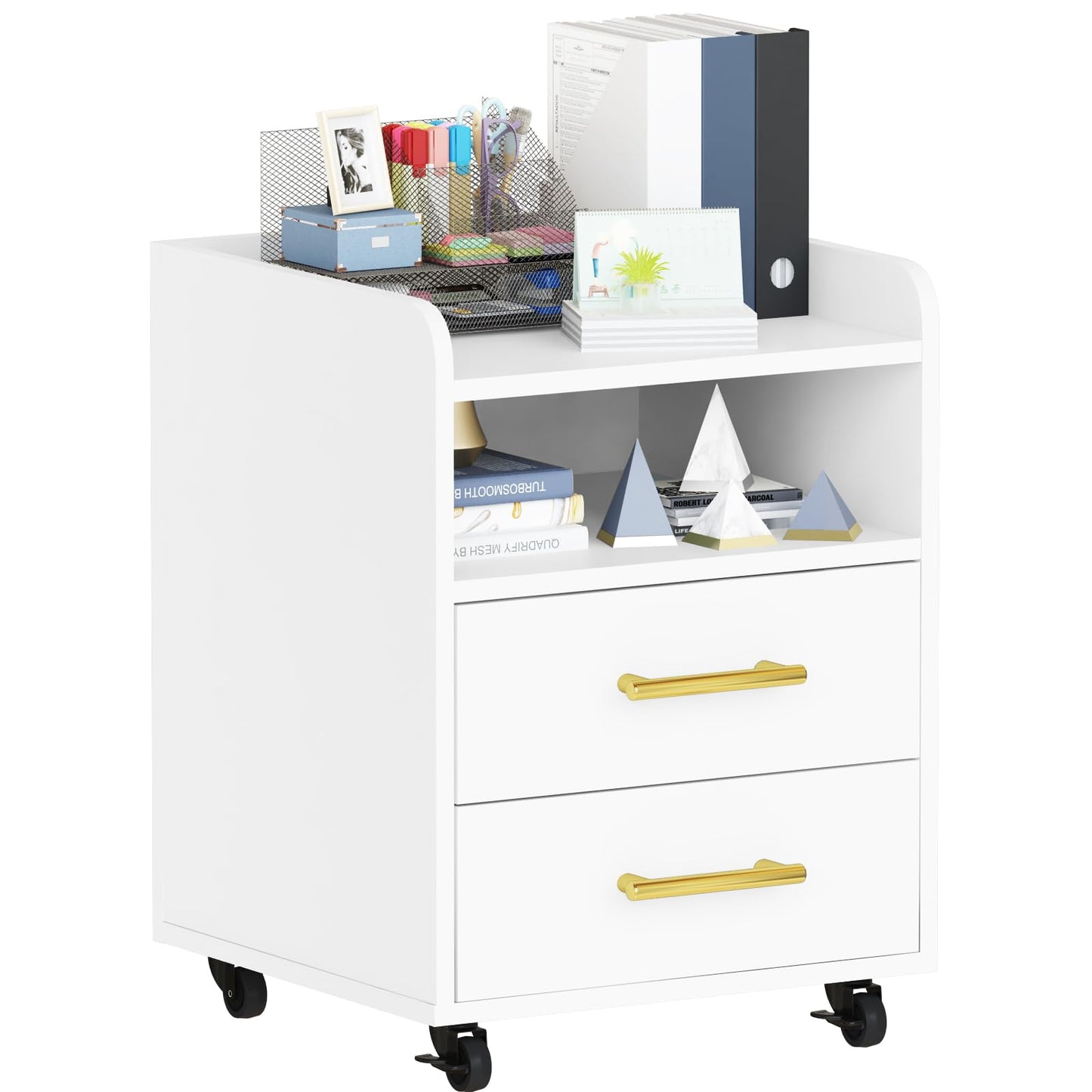 AWQM Drawer Vertical File Cabinet with Open Shelf Office Storage