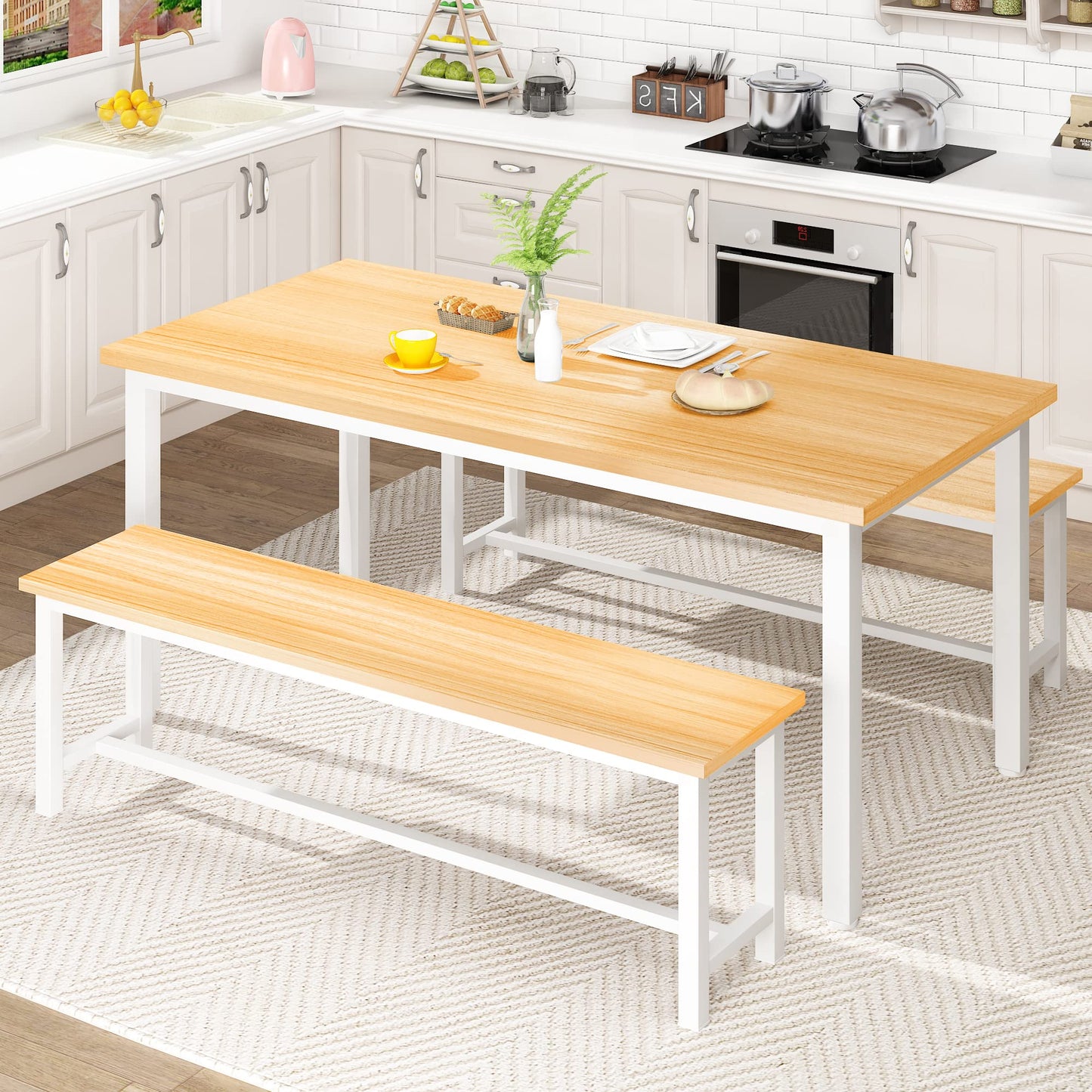AWQM Industrial Wooden Kitchen Dining Set Dining Table for 2-4 People