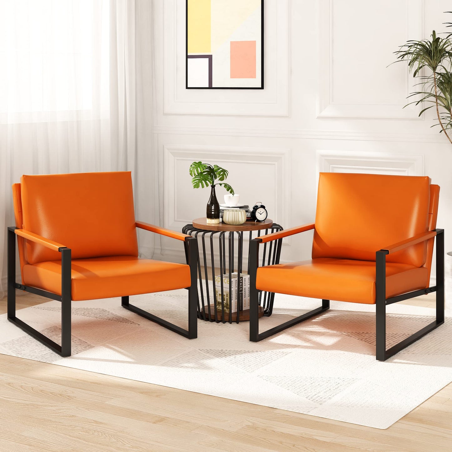AWQM Leather Sofa Chair Thickened Upholstered Backrest Single Sofa Chair