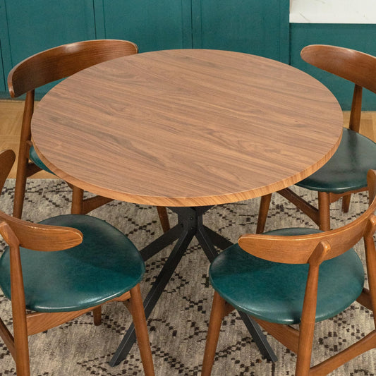 AWQM Industrial Round Dining Table, Dining Table for 4