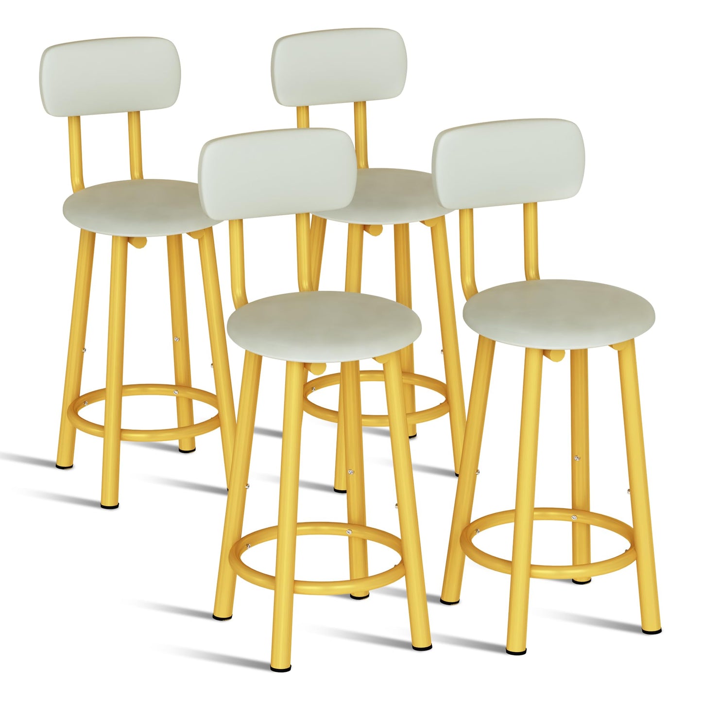 AWQM Bar Stool Set of 4 PU Leather Chairs