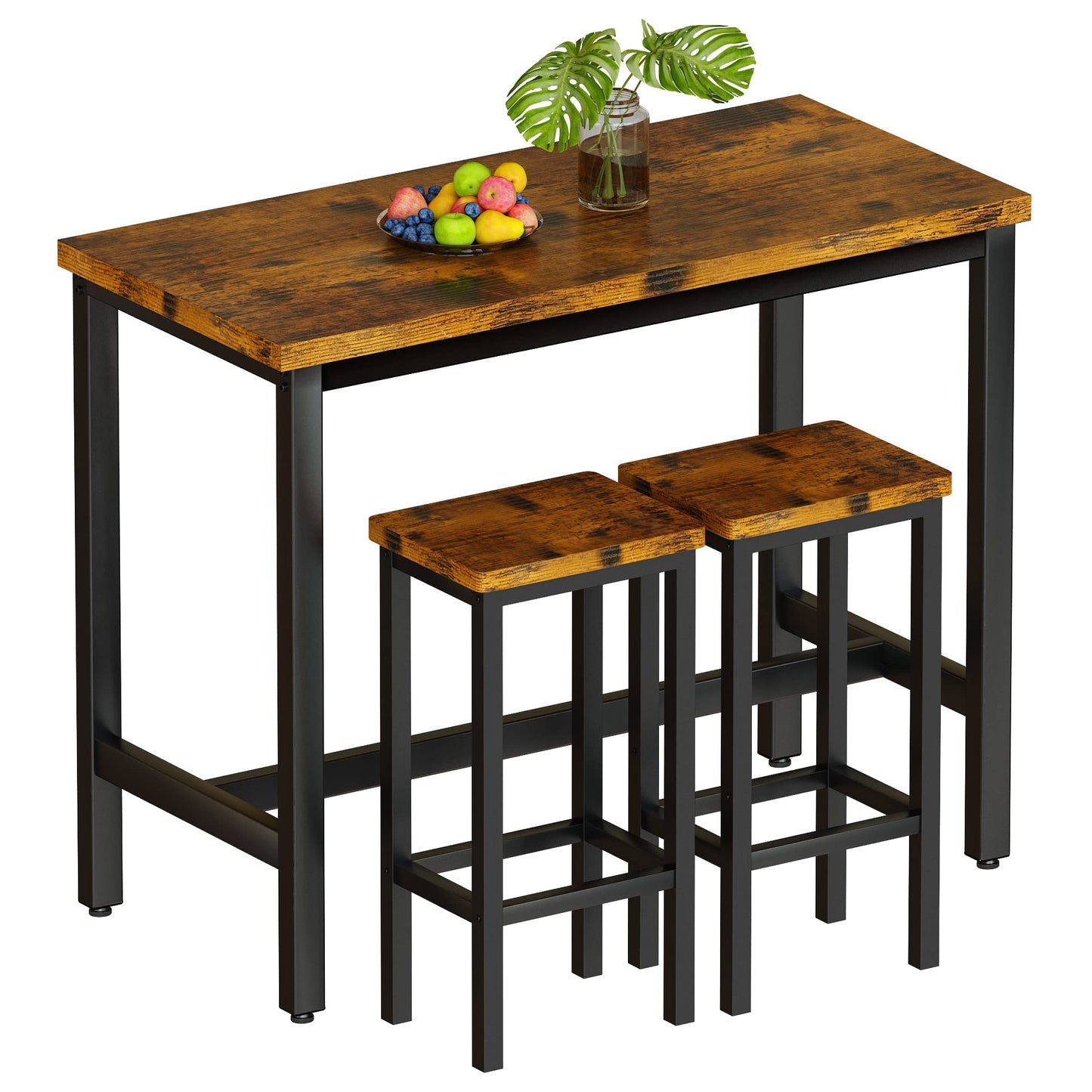 AWQM Bar Table Set, 47.2-inch Bar Table and 2 Stools