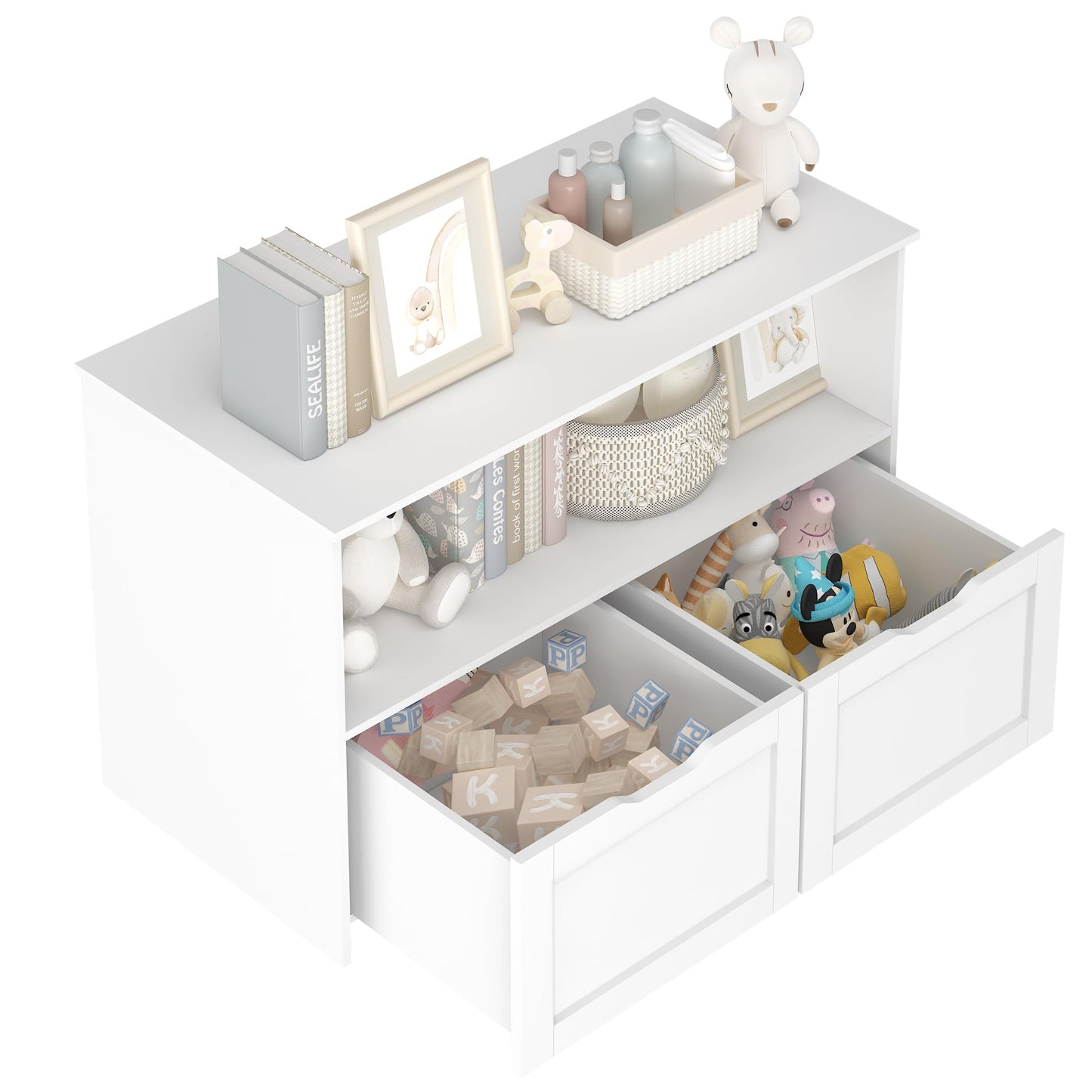AWQM Toy storage organizer with 2 removable drawers