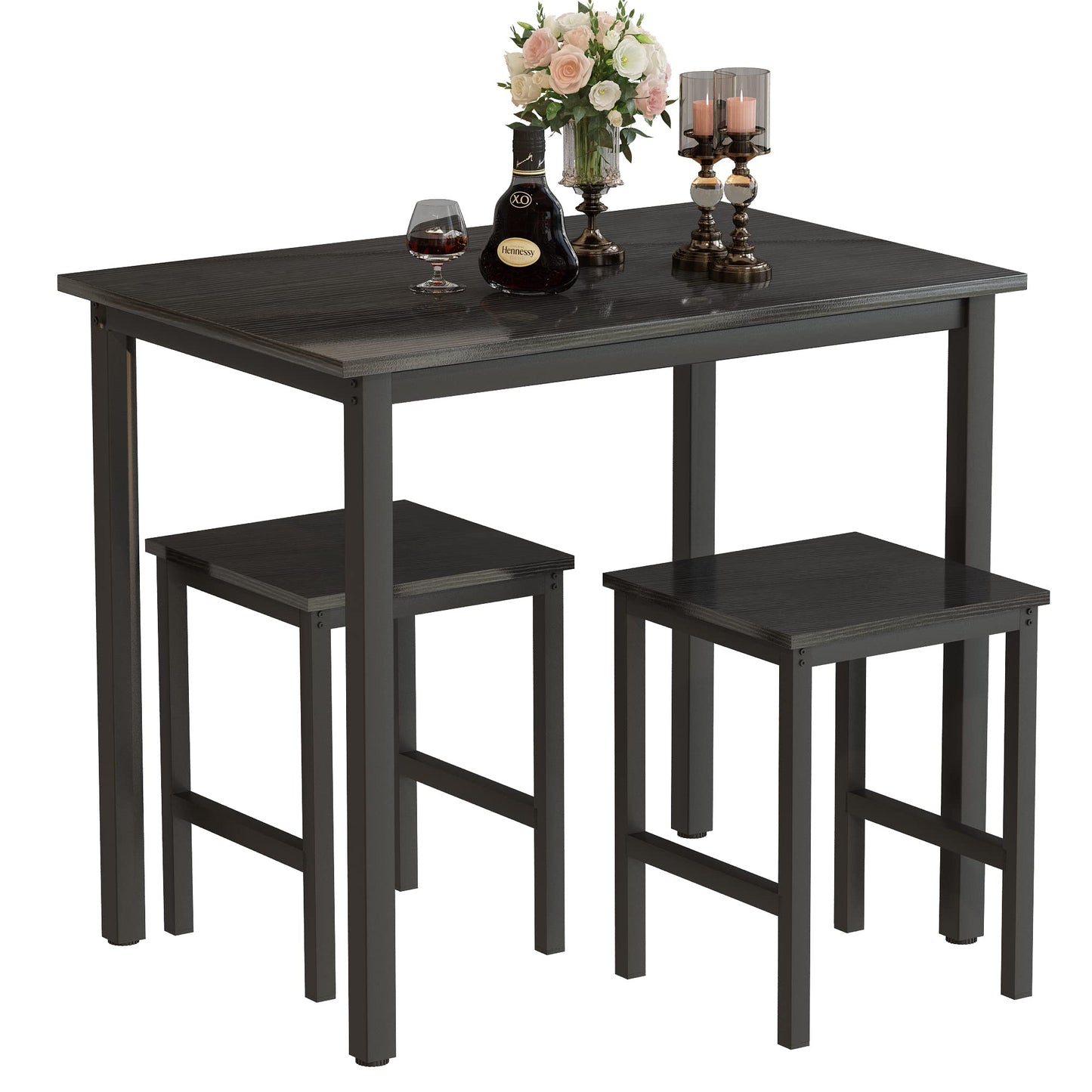 AWQM 3-Piece, Small Dining Table and 2 Stools, Kitchen Breakfast Table Set