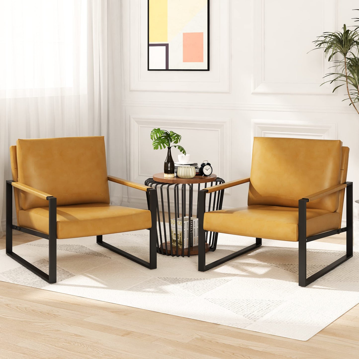 AWQM Leather Sofa Chair Thickened Upholstered Backrest Single Sofa Chair