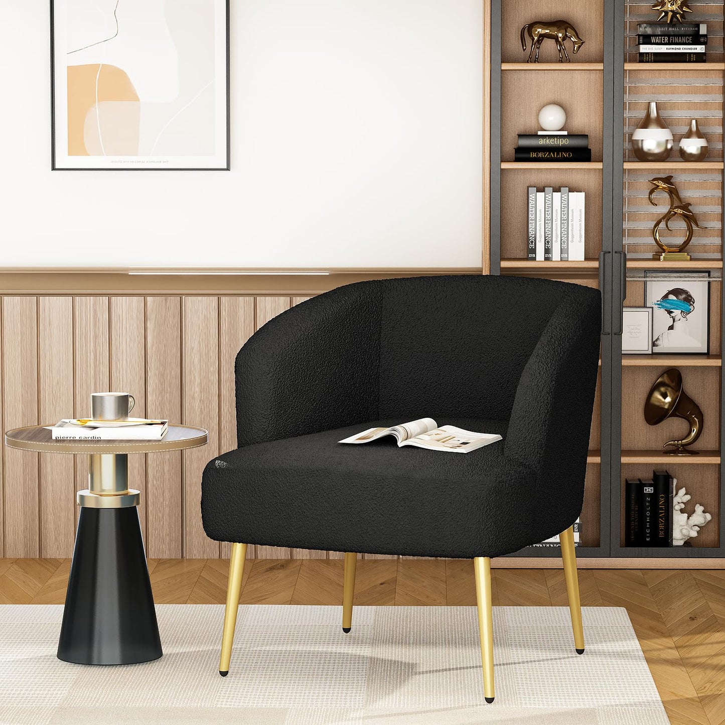 AWQM Sofa Chair with Armrests and Gold Legs
