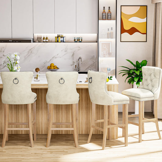 AWQM Velvet Tufted Counter Height Bar Stool Set of 4