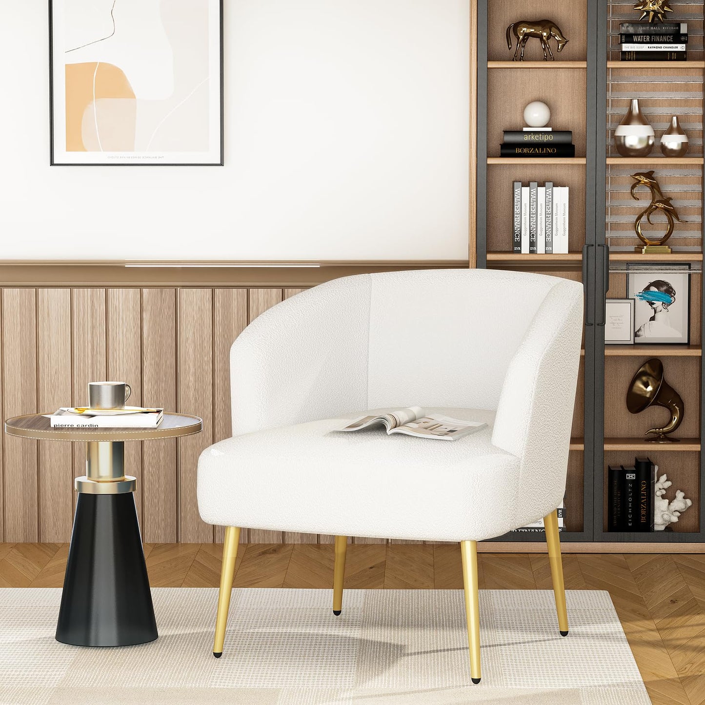 AWQM Sofa Chair with Armrests and Gold Legs