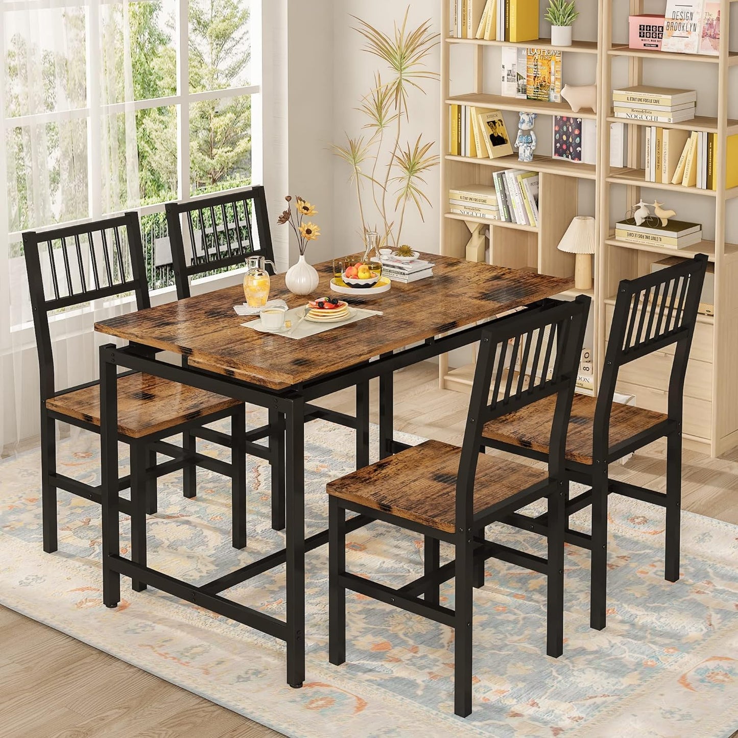 AWQM Industrial Dining Set Kitchen Table and Chairs for 4