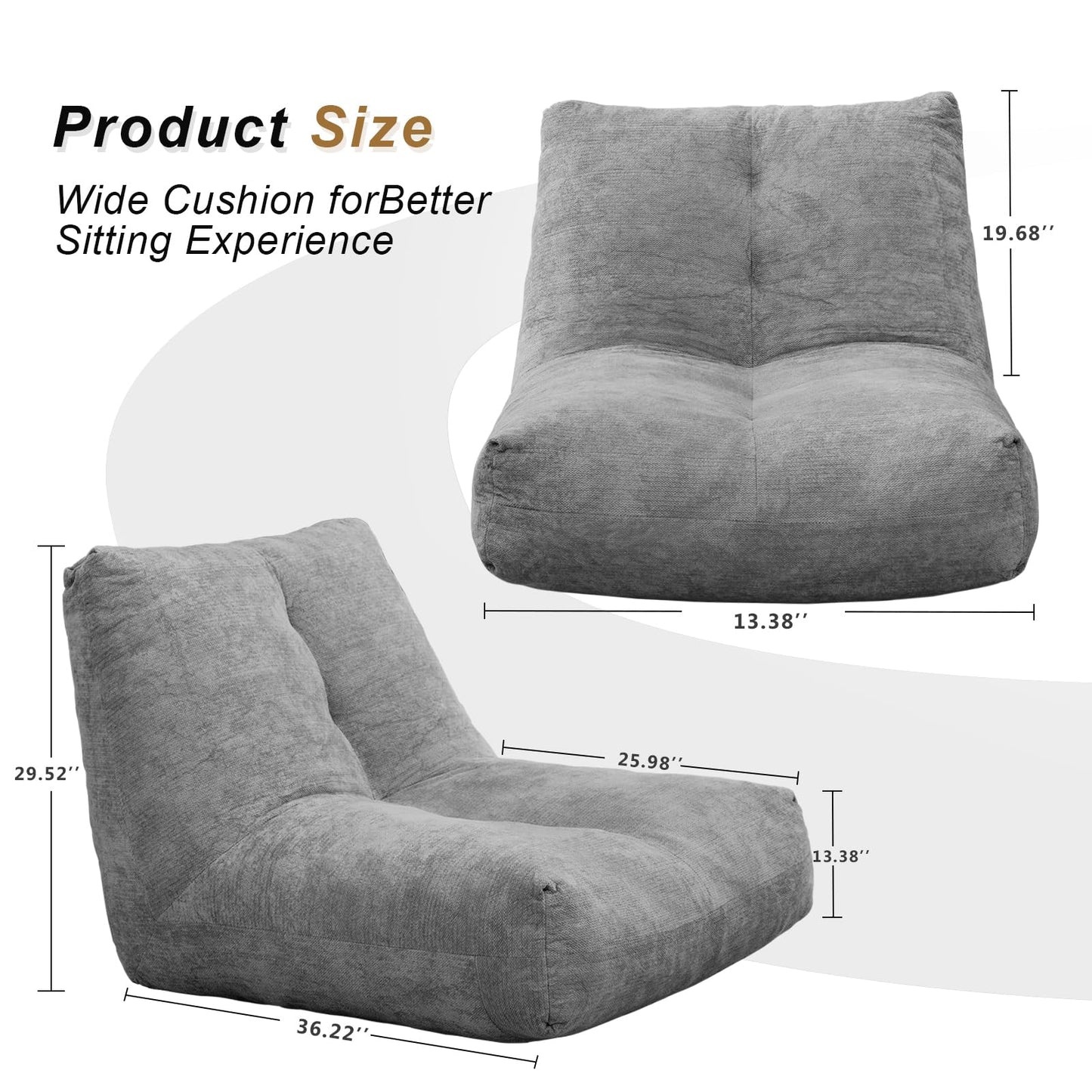 AWQM Adult bean bag chair with ergonomic support reading floor sofa chair.